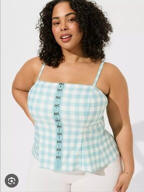 Torrid Size 5 Fit And Flare Button Up Crop Top W/ Removable Straps